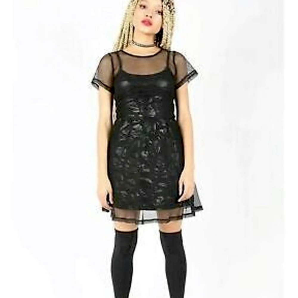 IRON FIST CLUB SKULLS ☠️ MESH DRESS BLACK MINI DRESS PARTY DANCE 💃🏽 NEW!!